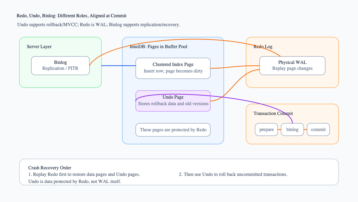 Relationship between Redo, Undo, and Binlog